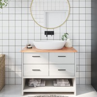  Bathroom Countertop Light Brown 100x50x2 cm Treated Solid Wood
