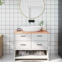  Bathroom Countertop Light Brown 100x60x2 cm Treated Solid Wood