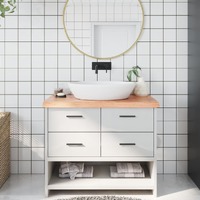  Bathroom Countertop Light Brown 100x60x6 cm Treated Solid Wood