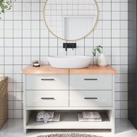  Bathroom Countertop Light Brown 120x50x6 cm Treated Solid Wood