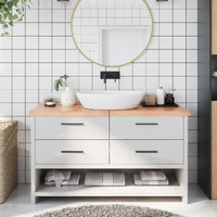  Bathroom Countertop Light Brown 140x50x4 cm Treated Solid Wood