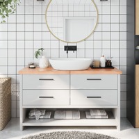 Bathroom Countertop Light Brown 140x60x4 cm Treated Solid Wood