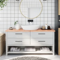  Bathroom Countertop Light Brown 160x30x4 cm Treated Solid Wood