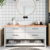  Bathroom Countertop Light Brown 160x40x4 cm Treated Solid Wood