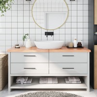  Bathroom Countertop Light Brown 160x50x4 cm Treated Solid Wood