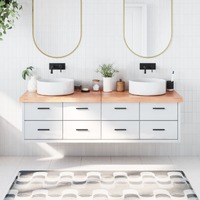  Bathroom Countertop Light Brown 180x60x6 cm Treated Solid Wood