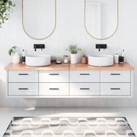  Bathroom Countertop Light Brown 200x50x4 cm Treated Solid Wood