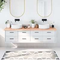  Bathroom Countertop Light Brown 200x60x4 cm Treated Solid Wood
