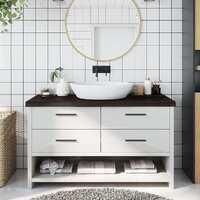  Bathroom Countertop Dark Brown 100x30x6 cm Treated Solid Wood