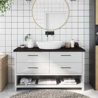  Bathroom Countertop Dark Brown 120x40x4 cm Treated Solid Wood