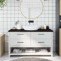  Bathroom Countertop Dark Brown 140x50x4 cm Treated Solid Wood