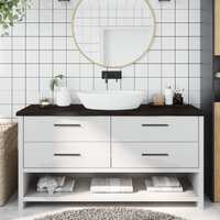  Bathroom Countertop Dark Brown 160x50x4 cm Treated Solid Wood