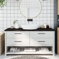  Bathroom Countertop Dark Brown 160x60x4 cm Treated Solid Wood