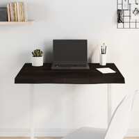  Table Top Dark Brown 80x60x4 cm Treated Solid Wood Oak