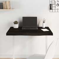  Table Top Dark Brown 80x60x6 cm Treated Solid Wood Oak