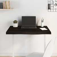  Table Top Dark Brown 100x40x2 cm Treated Solid Wood Oak