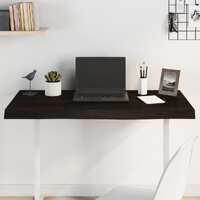  Table Top Dark Brown 100x40x6 cm Treated Solid Wood Oak