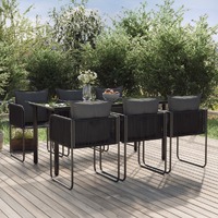  7 Piece Garden Dining Set Black