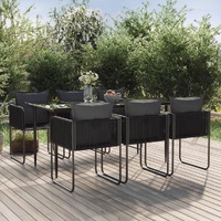  7 Piece Garden Dining Set Black