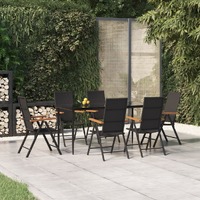  7 Piece Garden Dining Set Black and Brown Poly Rattan