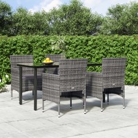  5 Piece Garden Dining Set with Cushions Grey and Black