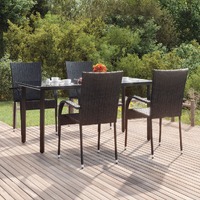  5 Piece Garden Dining Set Black Poly Rattan