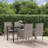  5 Piece Garden Dining Set with Cushions Anthracite Poly Rattan