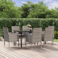  7 Piece Garden Dining Set with Cushions Anthracite Poly Rattan