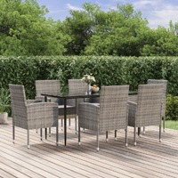  7 Piece Garden Dining Set with Cushions Anthracite Poly Rattan