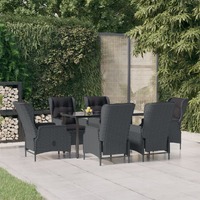  7 Piece Garden Dining Set Dark Grey Poly Rattan