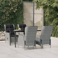  5 Piece Garden Dining Set Light Grey Poly Rattan