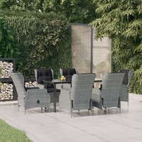  7 Piece Garden Dining Set Light Grey Poly Rattan