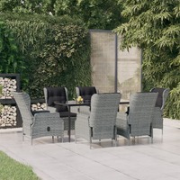  7 Piece Garden Dining Set Light Grey Poly Rattan