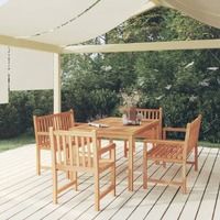  5 Piece Garden Dining Set Solid Wood Teak