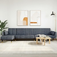  L-shaped Sofa Bed Dark Grey 275x140x70 cm Velvet