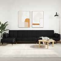  L-shaped Sofa Bed Black 275x140x70 cm Velvet
