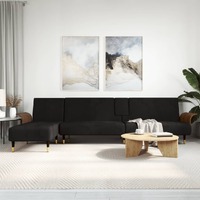  L-shaped Sofa Black 279x140x70 cm Velvet