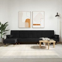  L-shaped Sofa Bed Black 271x140x70 cm Velvet