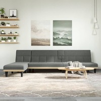  L-shaped Sofa Bed Dark Grey 255x140x70 cm Fabric