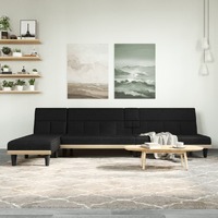  L-shaped Sofa Bed Black 255x140x70 cm Fabric