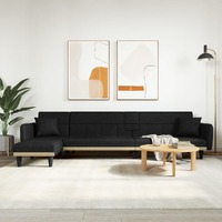  L-shaped Sofa Bed Black 275x140x70 cm Fabric