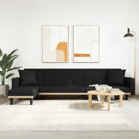  L-shaped Sofa Bed Black 275x140x70 cm Fabric