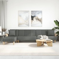  L-shaped Sofa Bed Dark Grey 279x140x70 cm Fabric