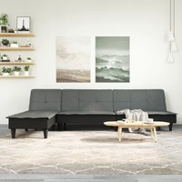  L-shaped Sofa Bed Dark Grey 255x140x70 cm Fabric