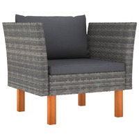  Garden Sofa Poly Rattan and Solid Eucalyptus Wood