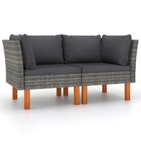  Corner Sofas 2 pcs Poly Rattan and Solid Eucalyptus Wood