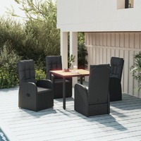  5 Piece Garden Dining Set with Cushions Grey Poly Rattan
