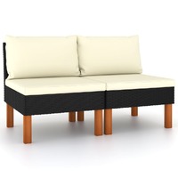  Middle Sofas 2 pcs Poly Rattan and Solid Eucalyptus Wood