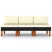  Middle Sofas 3 pcs Poly Rattan and Solid Eucalyptus Wood