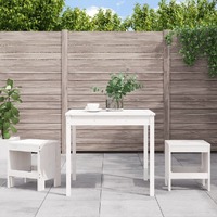  3 Piece Garden Bistro Set White Solid Wood Pine